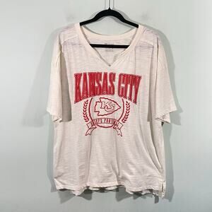 NFL Team Apparel Women Kansas City Chiefs White & Red Graphics SS Tee Size XL
